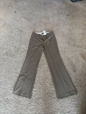 LOFT Taupe Pinstripe Flare Trousers